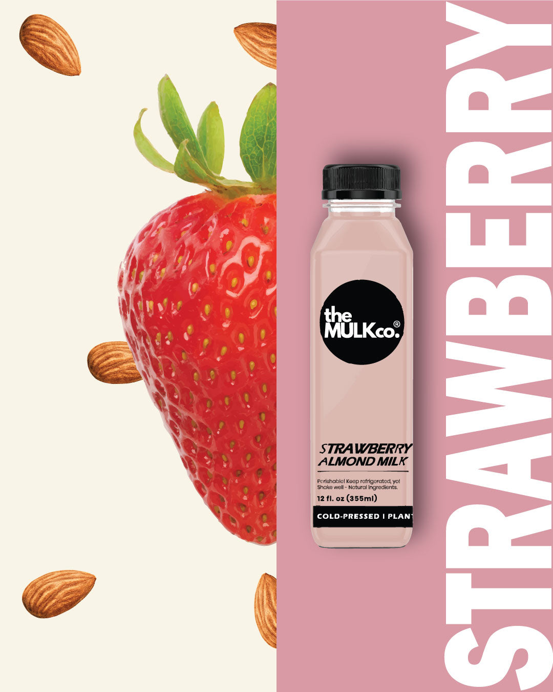 Strawberry Almond Milk - 12 oz